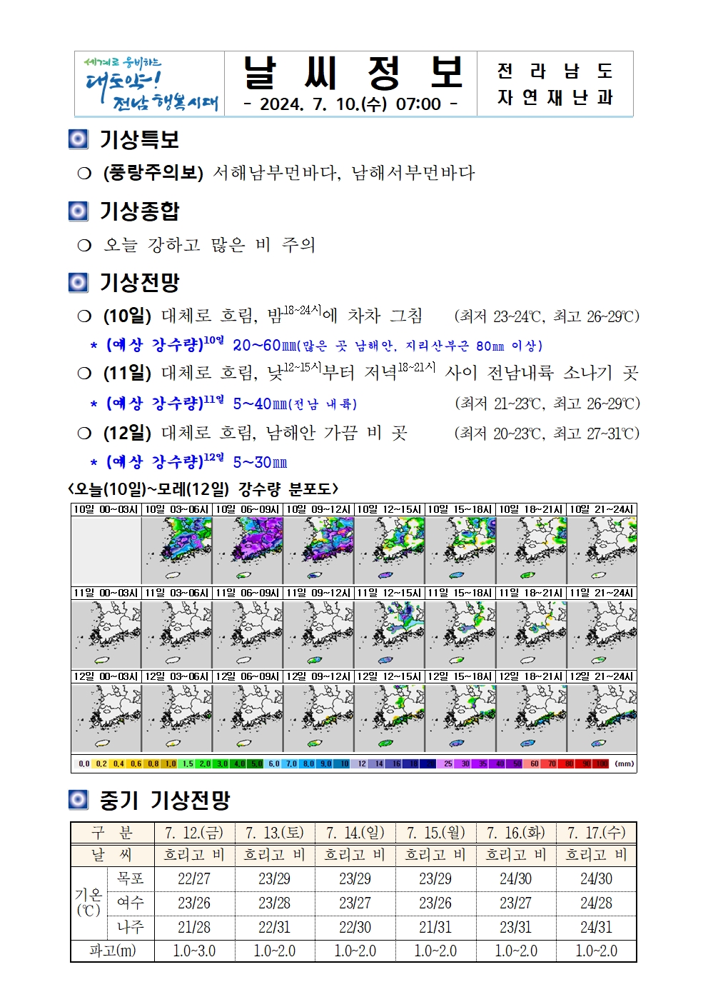 날씨정보 및 기상전망(7.10~7. 12.)_2